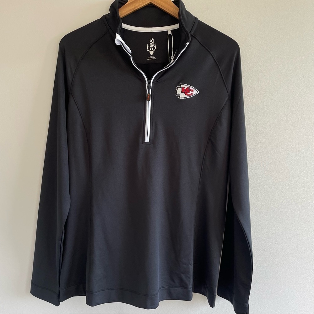 Kansas City Chiefs CBUK Women's Jackson Half Zip Overknit Black Size Large NWT